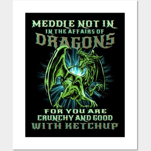 Meddle Not In The Affairs Of Dragons Funny Dragon Quote Posters and Art